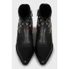 Leather Cossacks with embroidery and eyelet