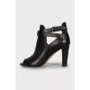Open toe leather ankle boots