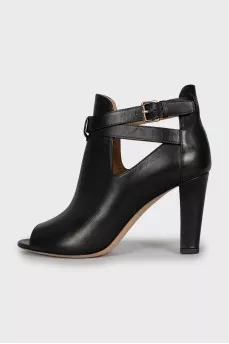 Open toe leather ankle boots
