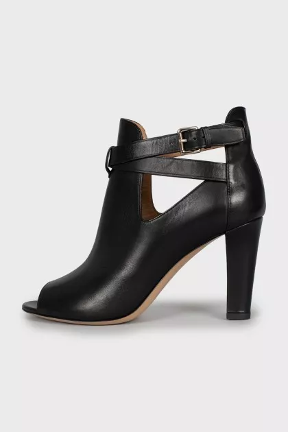 Open toe leather ankle boots