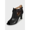 Open toe leather ankle boots