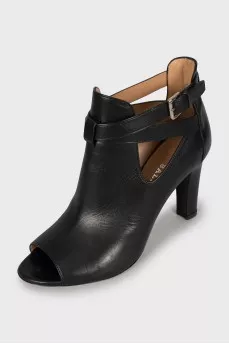 Open toe leather ankle boots