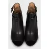 Open toe leather ankle boots