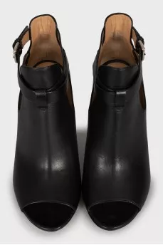 Open toe leather ankle boots