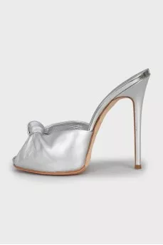 Silver leather mules
