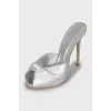 Silver leather mules