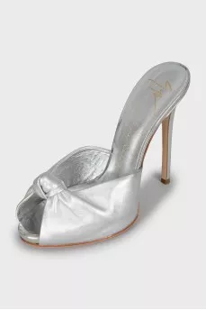 Silver leather mules