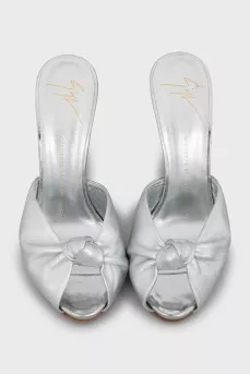 Silver leather mules