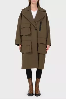 Khaki color cloak with large overhead pockets