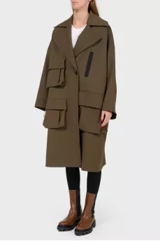 Khaki color cloak with large overhead pockets