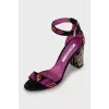 Textile sandals with relief decor