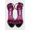 Textile sandals with relief decor
