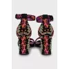 Textile sandals with relief decor