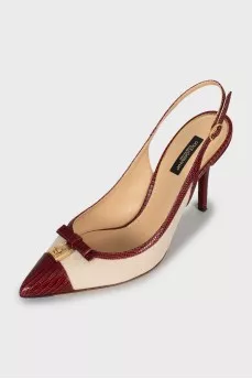 Textile shoes with leather elements
