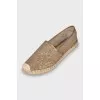 Textile espadrilles with gold pattern