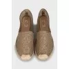Textile espadrilles with gold pattern