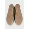 Textile espadrilles with gold pattern