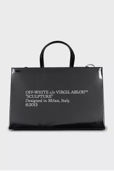 Leather bag with brand logo