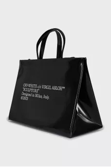 Leather bag with brand logo