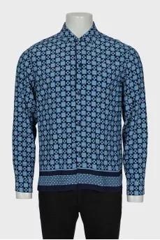 Men's Blue Geometric Print Shirt