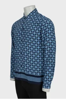 Men's Blue Geometric Print Shirt