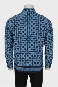 Men's Blue Geometric Print Shirt