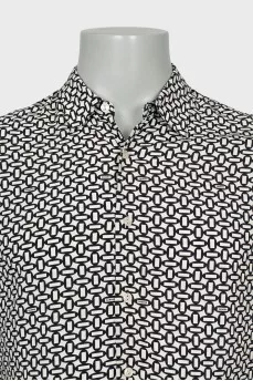 Men's shirt in black print with tag