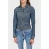 A fitted jeans jacket with a decorative line