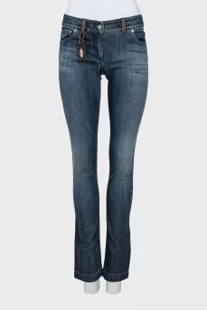 Straight jeans with contrast seam