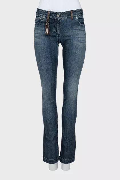 Straight jeans with contrast seam
