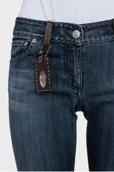 Straight jeans with contrast seam