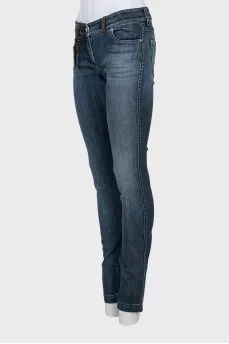 Straight jeans with contrast seam