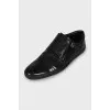 Men's black shoes with perforation