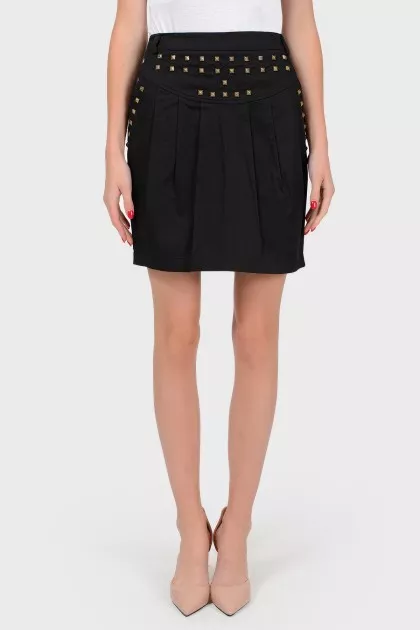 Cotton skirt with front pleats