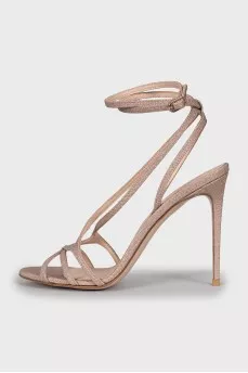 Shiny textile sandals