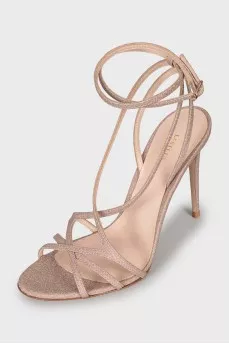 Shiny textile sandals
