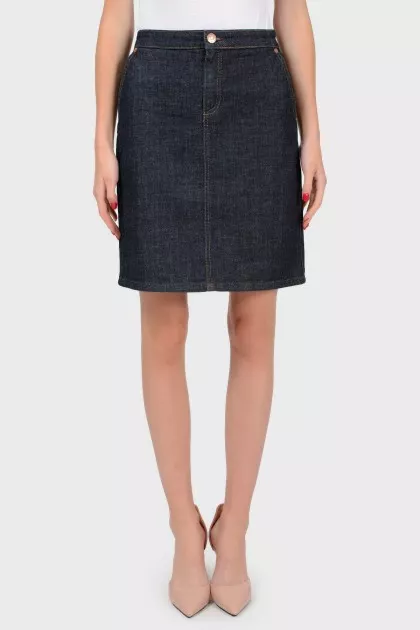 Tie slit denim skirt