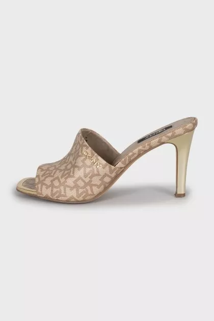 Faux Leather Printed Mules