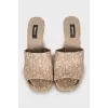 Faux Leather Printed Mules