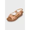 Leather sandals with braiding