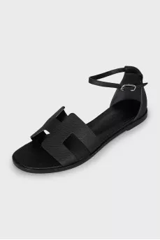 Santorini sandals in black leather