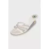Leather mules with colored stitching