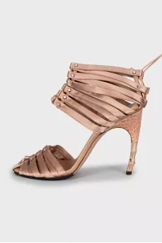 Beige textile sandals