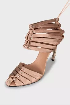 Beige textile sandals