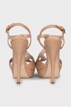Leather sandals with heels