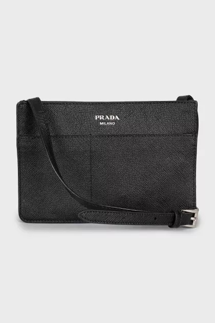 Leather bag with button