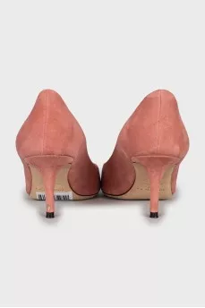 Pink suede pumps
