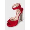 Suede sandals with crystal heels