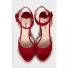 Suede sandals with crystal heels