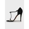 Suede sandals with crystals